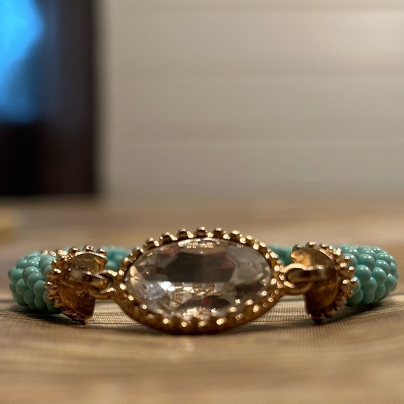 Clear Stone Beaded Elastic Bracelet - Picture 2 of 4